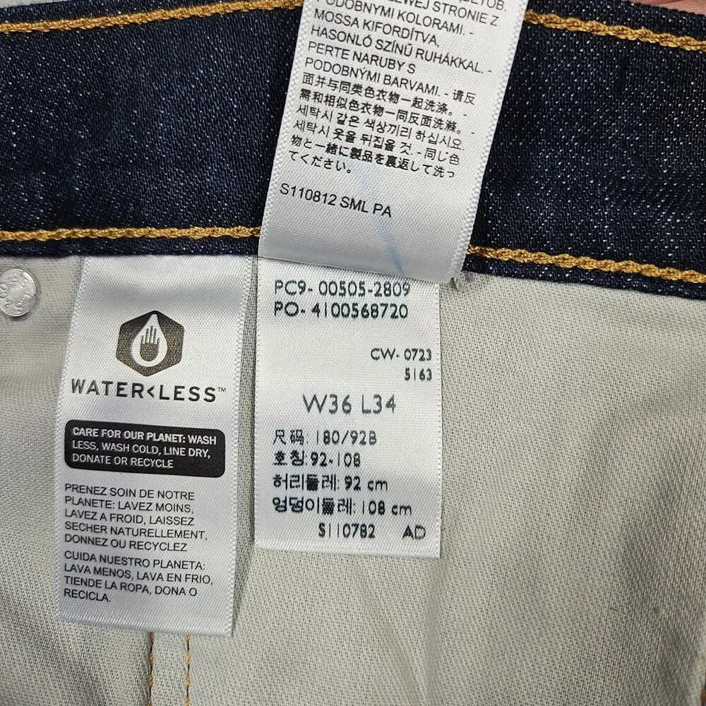 Levis 505 Jeans Mens 36x34 Blue Denim Regular Straight Stretch Pants Work Dark‎